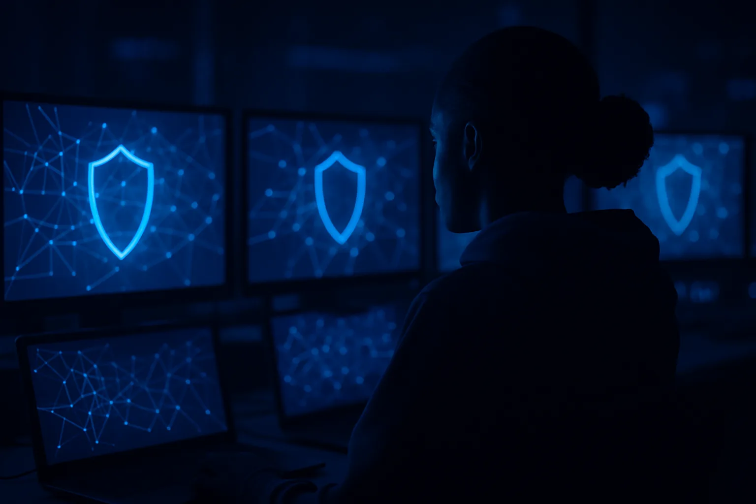 Security monitoring screens in an operations centre