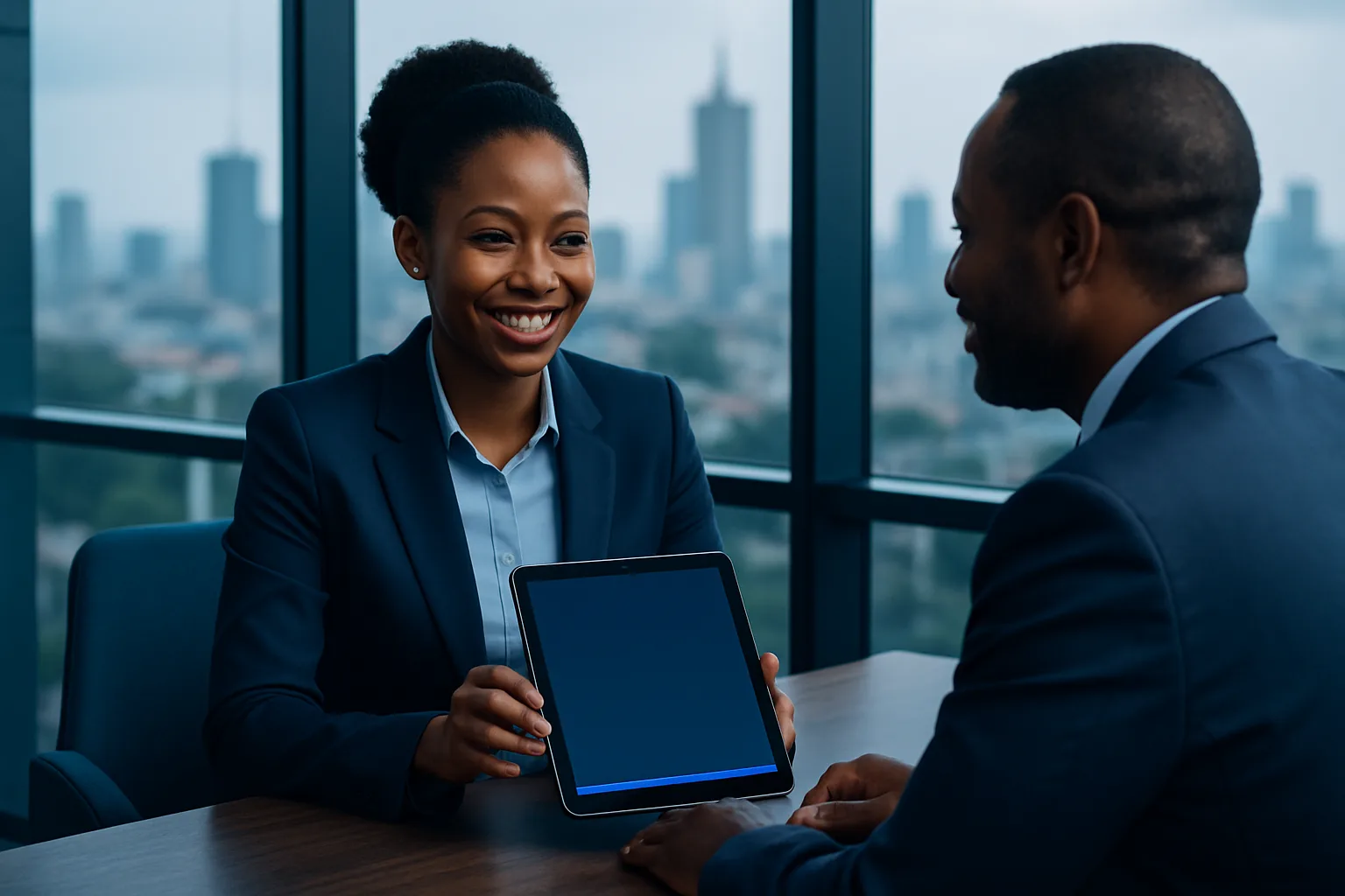 Business meeting around a tablet